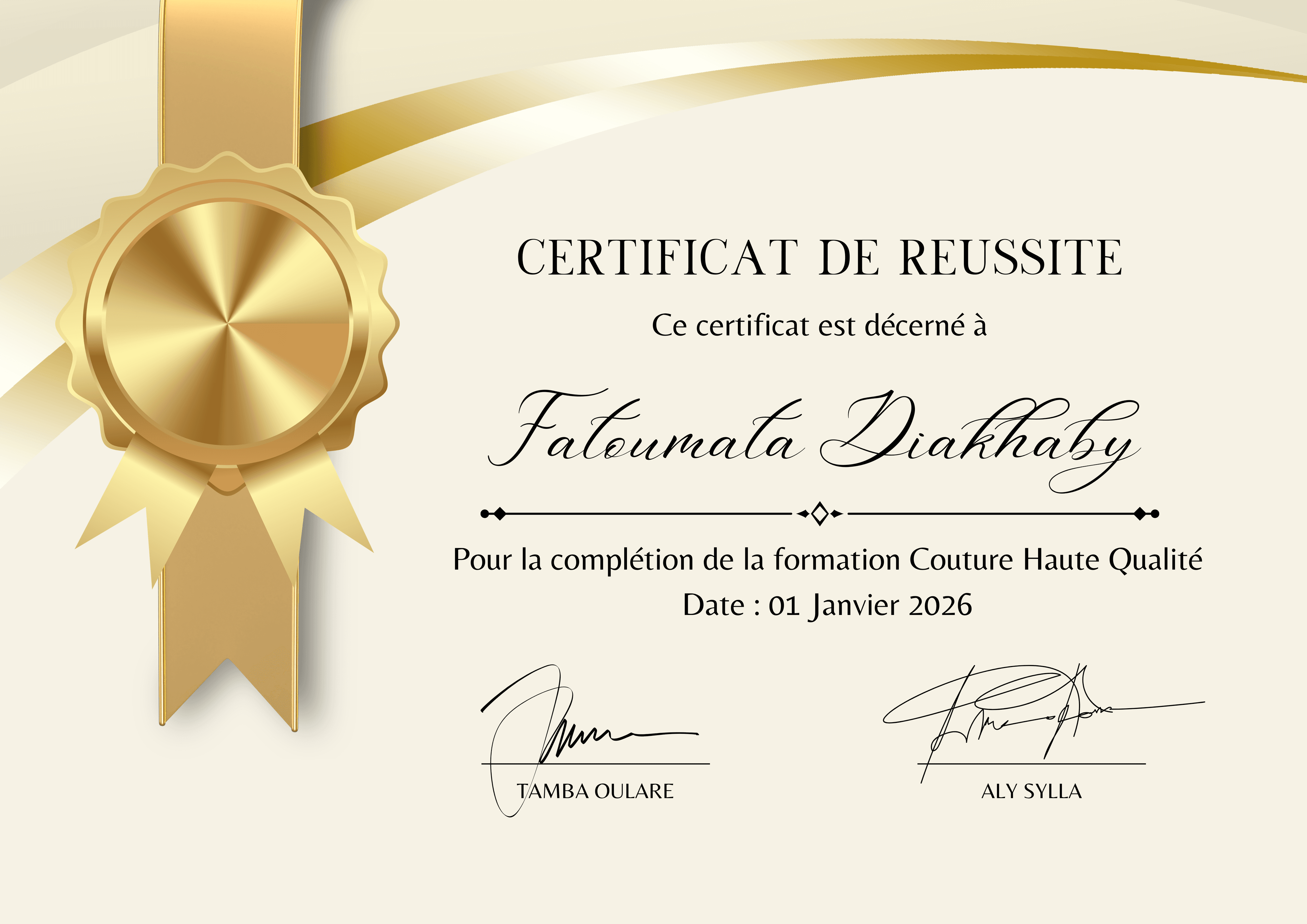 Modèle Élégance - Certificat de formation Couture/Beauté