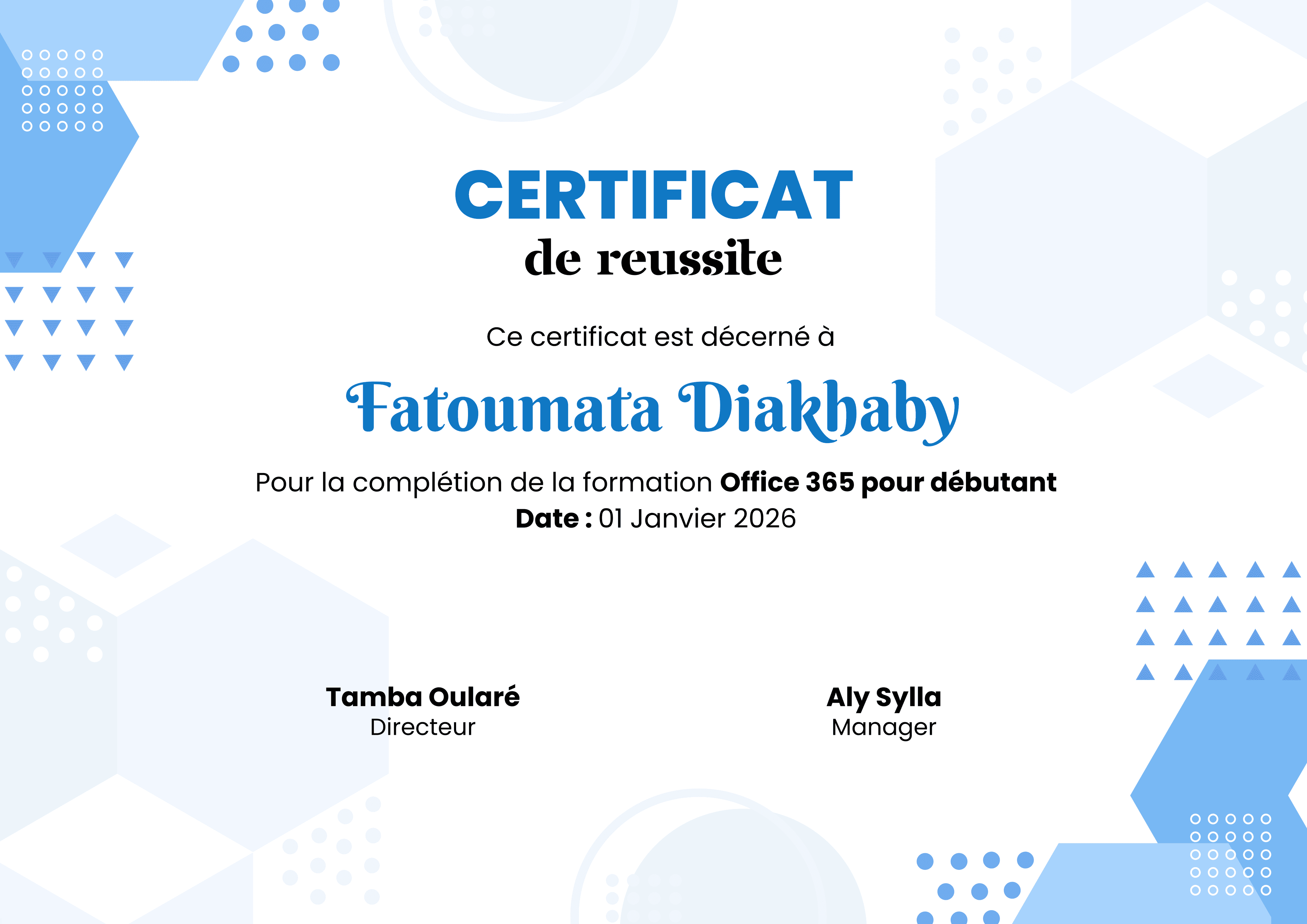Modèle Tech - Certificat de formation Informatique